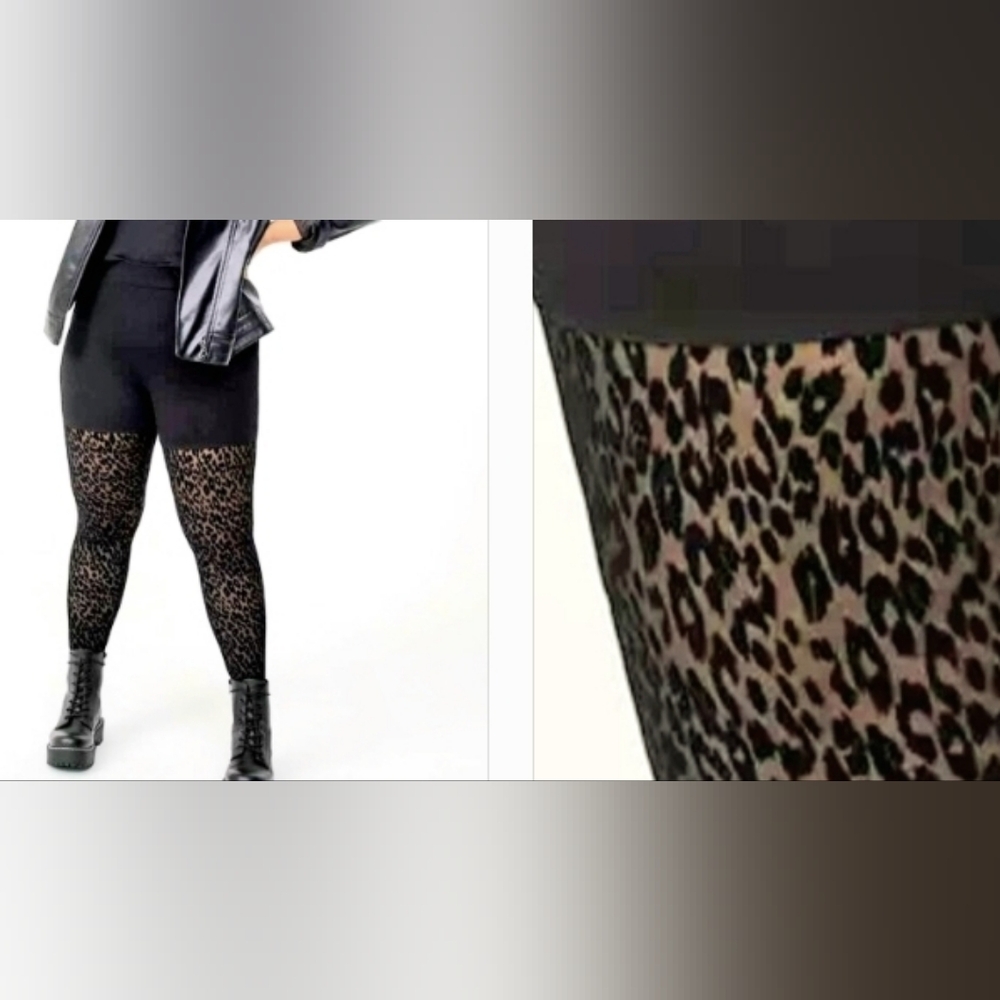 ❤️NWT TORRID MESH FLOCKED LEGGING - HYPER LEOPARD PRINT DEEP BLACK - PLUS SIZE